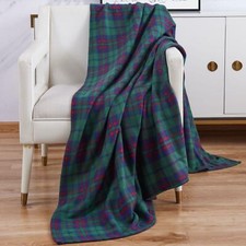 Soft Warm 200x240cm King Size Tartan Check Sofa Throw Bed Fleece Travel Blanket
