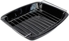 Large 37cm Vitreous Enamel Turkey Roasting Pan Tray & Rack Made in England