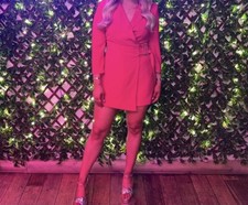 Zara Double Breasted Blazer Playsuit In Fuschia, Size Small