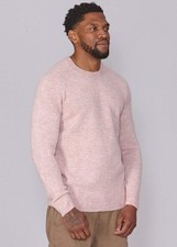 Shetland Wool Mens Crew Neck Jumper - Pink