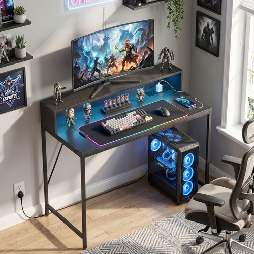 Computer desk with led lights - computer,