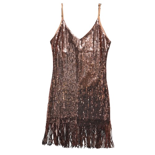 Yessa sequin fringe dress - sequin, m
