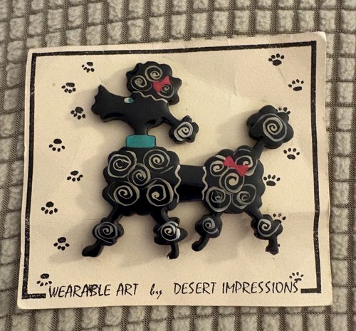 Vtg black poodle - vtg, pin