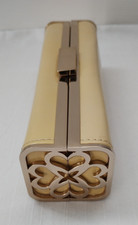 LK Bennett ALEXIA clutch bag yellow/beige gold end detail 