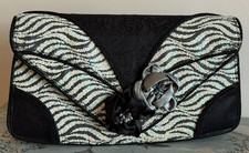 Irregular Choice Black & White Peach Melba Clutch Bag + Pink Branded Dust Bag