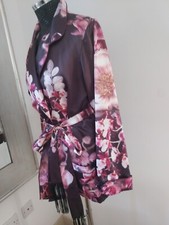 LIPSY  Floral Satin Short Robe Jacket Deep Muted Colours