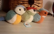 Beautiful Retired Jellycat Birdling Trio. Woodpecker, Kingfisher & Blue Tit.