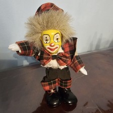 Vintage Clown Doll 16 Cm Tall Porcelain Face, Hands, Shoes