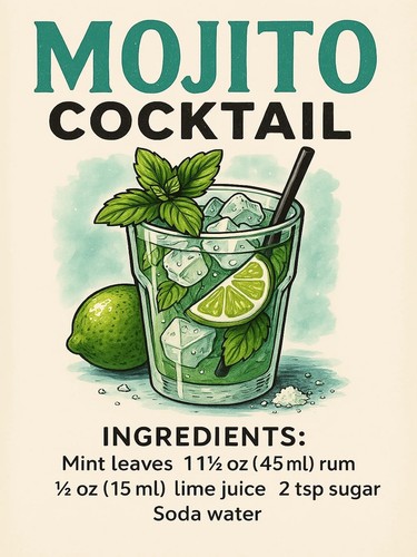Mojito cocktail metal - mojito, wall