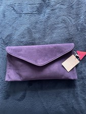 Navy Blue Faux Suede Clutch