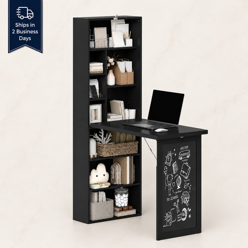Black desk with - desk, storage