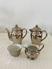 Royal Worcester Silver Lustre Coffee Pot Hot Water Pot, Sugar Bowl & Jug Set