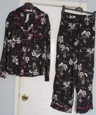 M&S Black Floral Pyjamas UK 16