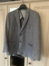 Men’s Light Blue Linen Smart Casual Jacket Size 46 Chest Excellent Condition