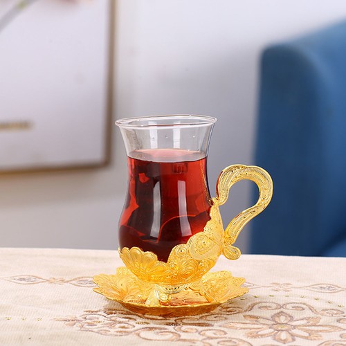 Zinc alloy glass cup saucer - glass,