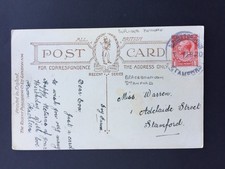 T GB 1920 BRACEBOROUGH STAMFORD RUBBER POSTMARK ON POSTCARD TO LOCAL