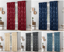 Thermal Room Darkening Curtains, Silver Wave Foil, Eyelet, Set of 2 w/ Tie Backs