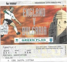 England v Bulgaria 1995/96 Friendly ticket