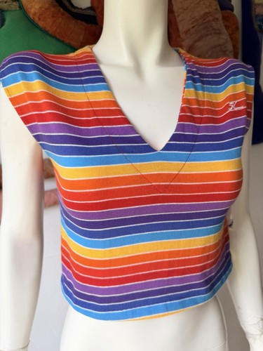 Vintage hobie rainbow crop - vintage, top