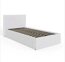 Single Bed Base with Storage Comfortable Sleep Bed Frame for Kids Adults White