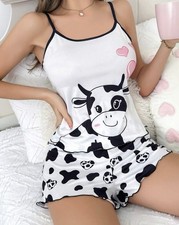 Cute cow heart printed 2pc - printed,