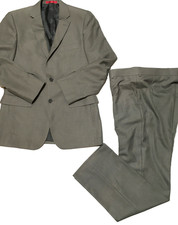 Burton mens suit size 38R W32, grey, padded shoulder