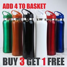 Water Bottle Stainless Steel Flip Top Straw 800ml Kids School Metal Drinks Cup