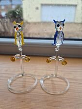 2 x Glass Pirelli Owl on perch