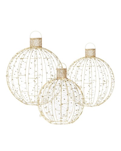62cm set pre lit baubles - 62cm,