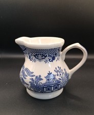Vintage Churchill China Blue/White  Willow Pattern  Milk Jug Creamer 9cm Tall