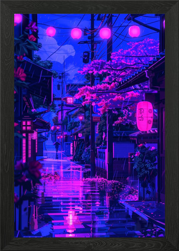 Japanese neon street - , anime