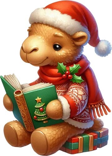 Colour christmas camel cartoon - camel,