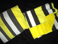 VINTAGE BURLINGTON BOLD YELLOW & BLACK STRIPES (2P) FULL & FITTED FLAT SHEET SET