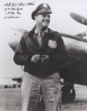 WW2 P-38 Ace Lt Herbert B Hatch 71st - Hand SIGNED Photo