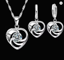 925 Silver Heart CZ Necklace &