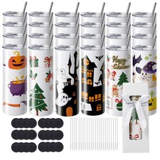 24Pack Straight Sublimation Tumblers Bulk Blank 20oz Stainless Steel White