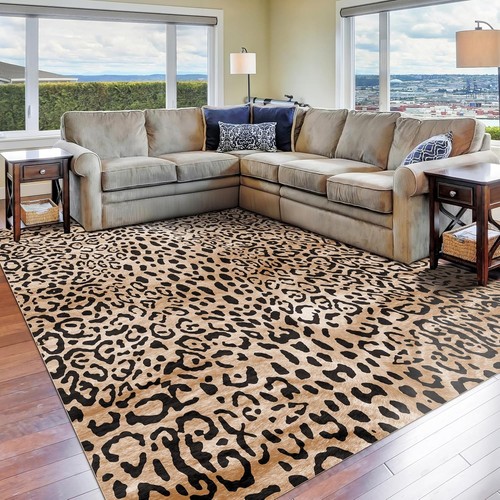 Leopard print area rug - print,