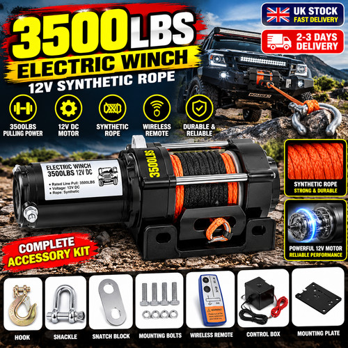 3500lbs electric winch 12v - 3500lbs,