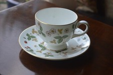 Wedgwood Wild Strawberry  Leigh Shape footed Tea Cup and Saucer made in England