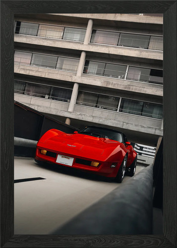 Red corvette framed - corvette, wall