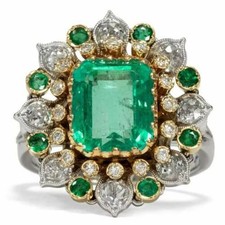 Art Deco Style Emerald & Lab