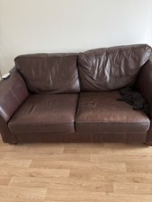 M And s Brown Leather Sofabed.