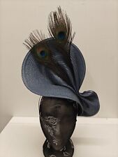 blue large straw fascinator