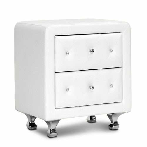 White faux leather crystal - white,