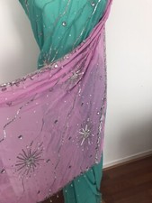 Wedding Green Pink Saree Lengha blouse Size UK 6