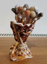 Unusual Handmade Natural  Sea Shell Cocktail Stick Toothpick Holder Seashell 