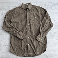 Mean Orvis Checkered Shirt Size Medium Brown Red Blue Long Sleeve 100% Cotton