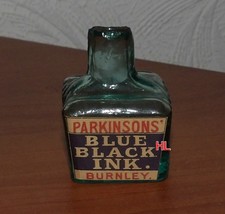 ANTIQUE SMALL  BURST LIP INK  BOTTLE PARKINSONS  BURNLEY  BLUE BLACK INK LABEL