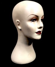 Antique Advertising - 1960s Vintage Countertop Mannequin Head Shop Display Lady