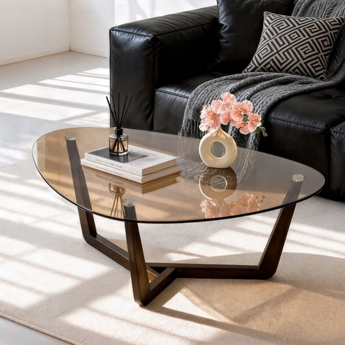 Coffee table tempered - coffee,